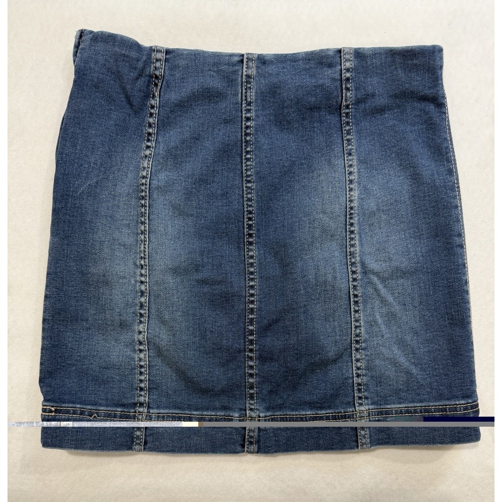 Jolt Blue Denim Solid Mini Skirt Short Length Zip Closure Juniors Size 7/28w